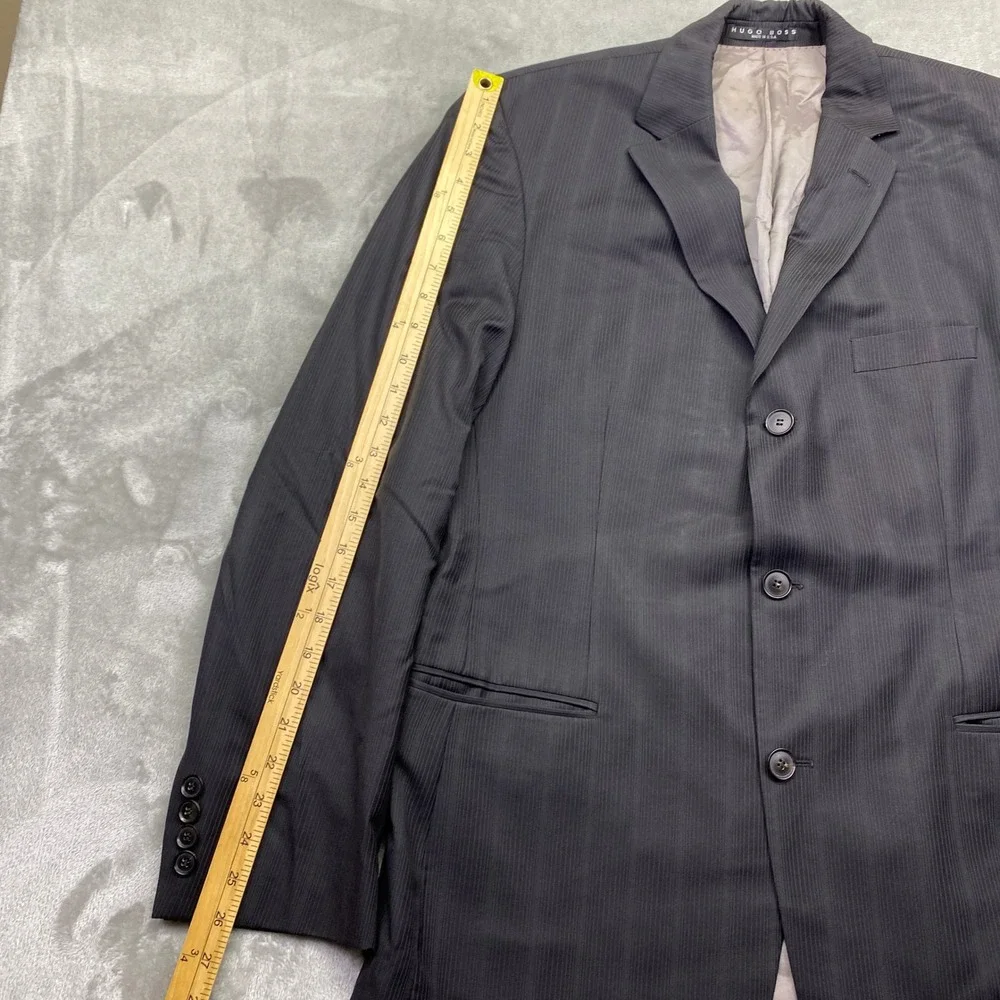 Hugo Boss Super 120‎ Virgin Wool Pinstripe Blazer 42R Rossellini Movie Mens Gray